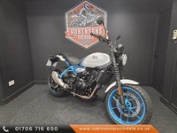 2025 74 reg Royal Enfield Guerrilla 450 in white and blue.