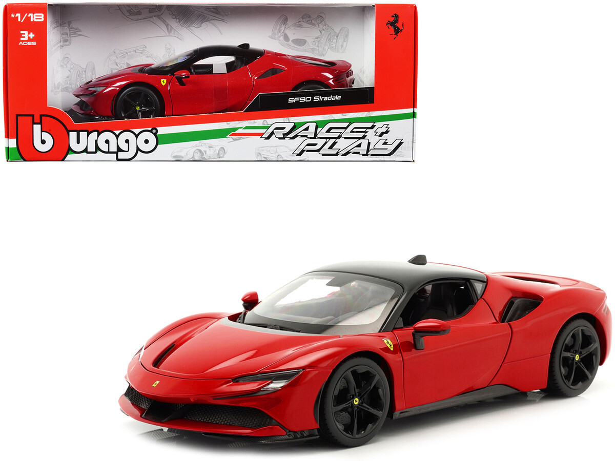 Bburago Ferrari SF90 Stradale Red W/Black Top 1/18 Diecast