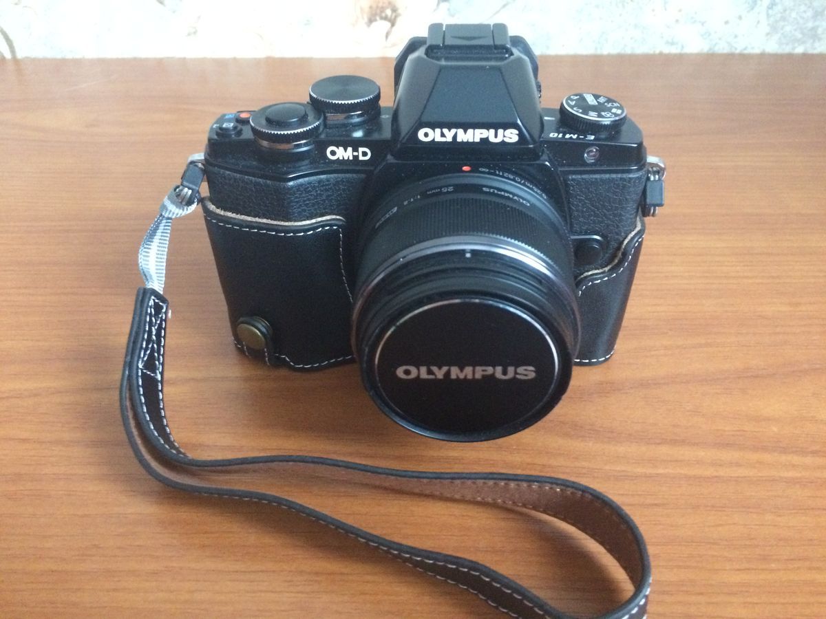 Genuine real Leather Half Camera Case bag for Olympus OMD EM10 Bottom