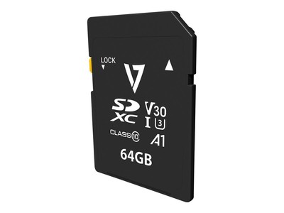 V7 VPSD64GV30U3 64GB SDXC V30 U3 A1 CL10 4K UHD MAX 95MBS Read 30MBS WRT
