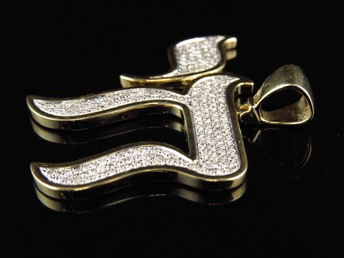 Pre-owned Jewelry Hiphop Unisex 10k Yellow Gold Genuine Diamonds 1 Inch Jewish Chai Charm Pendant 1.25ctw