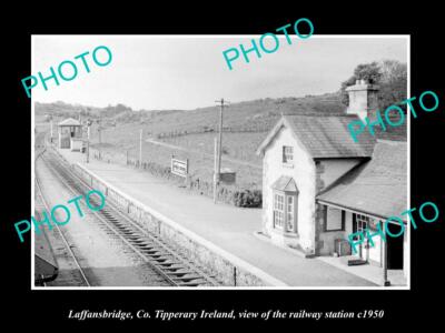 OLD 8x6 HISTORIC PHOTO OF LAFFANSBRIDGE TIPPERARY IRELAND RAILWAY STATION 1950