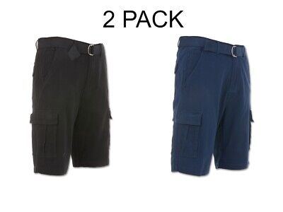 2 PACK: Men s Cargo Shorts Casual Cotton Twill Multi Pockets Lightweight Belted