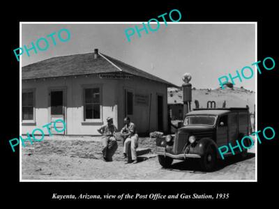 OLD LARGE HISTORIC PHOTO OF KAYENTA ARIZONA THE POST OFFICE & GAS STATION 1935