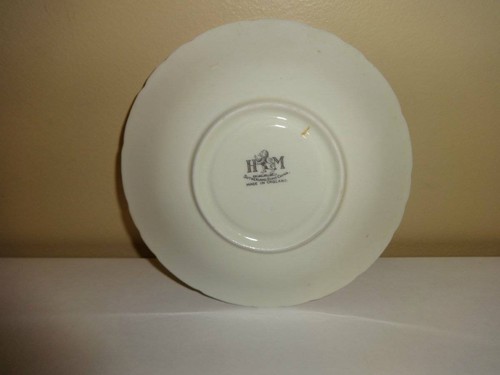 H M Sutherland England Bone China Saucer Gold Pink Bluebells Flowers 5.5