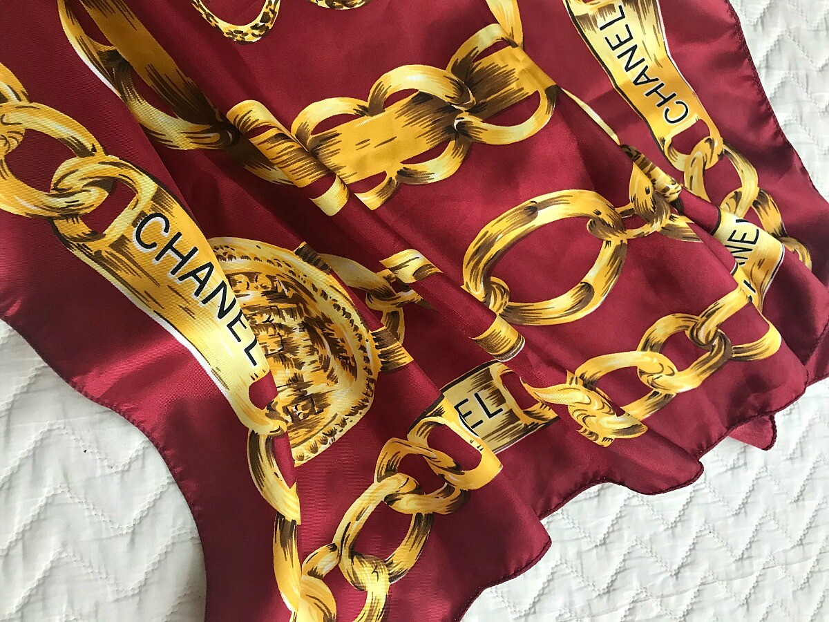 Chanel Paris Silk Chain Scarf with Bonus Silk Scarf