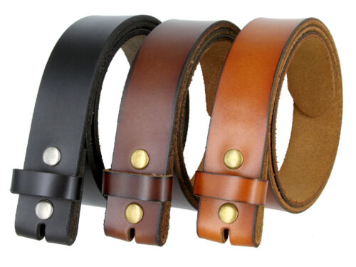 Replacement Strap Genuine Full Leather Belt Unisex Strap 1-1/2" Wide Snap On