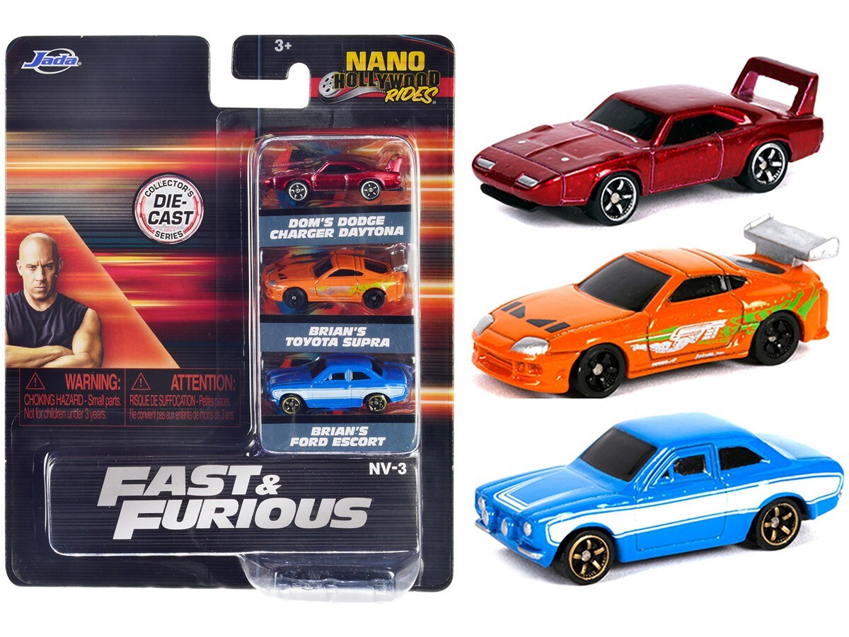 Jada Toys Fast & Furious Nano Cars – 3er Pack Mit Lykan Hypersport, Dodge Ice Charger & Toyota Supra