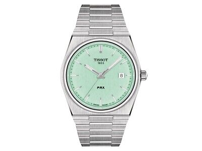 TISSOT PRX Quartz Mint Green Swiss Watch 40mm Retro Vintage T137.410.11.091.01