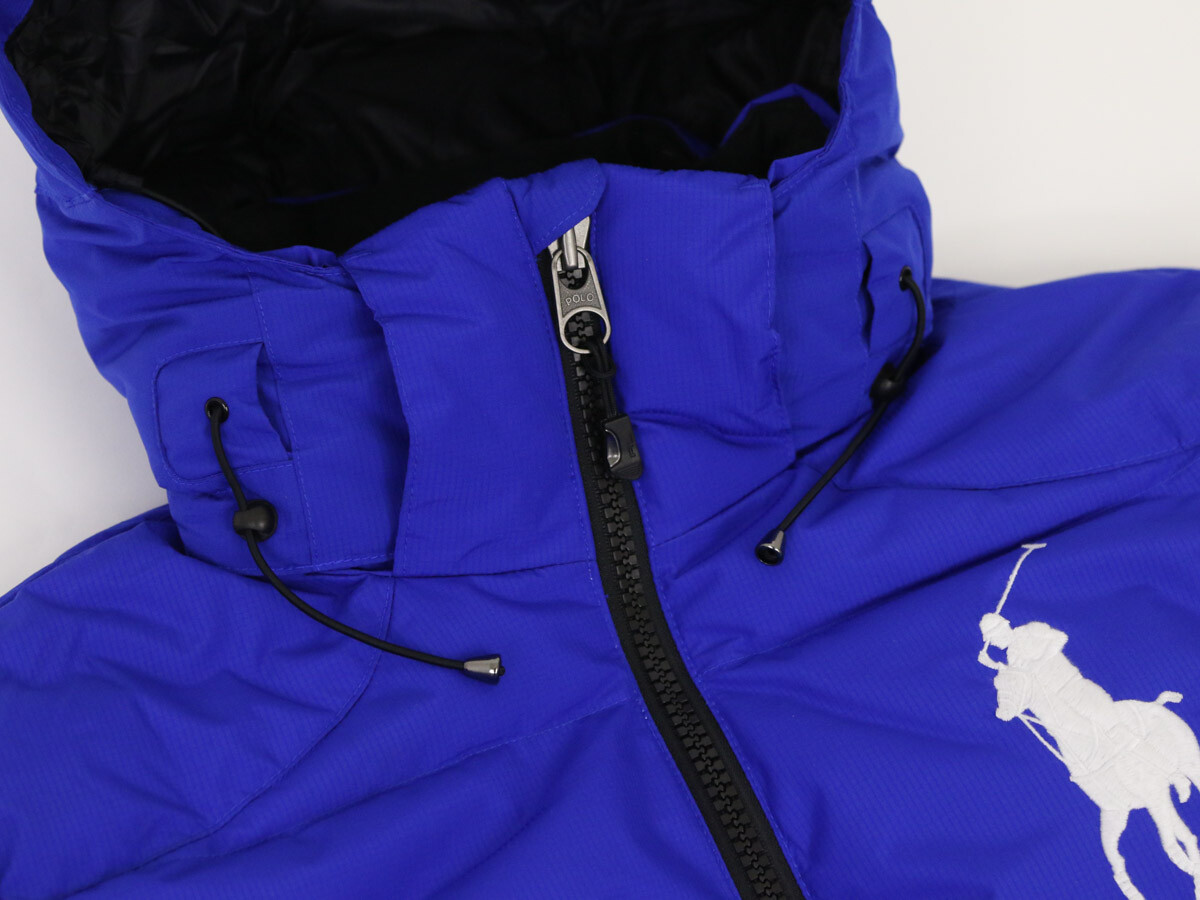 Pre-owned Polo Ralph Lauren Big Pony Hooded Down Puffer Jacket Coat -- Royal W/ White --