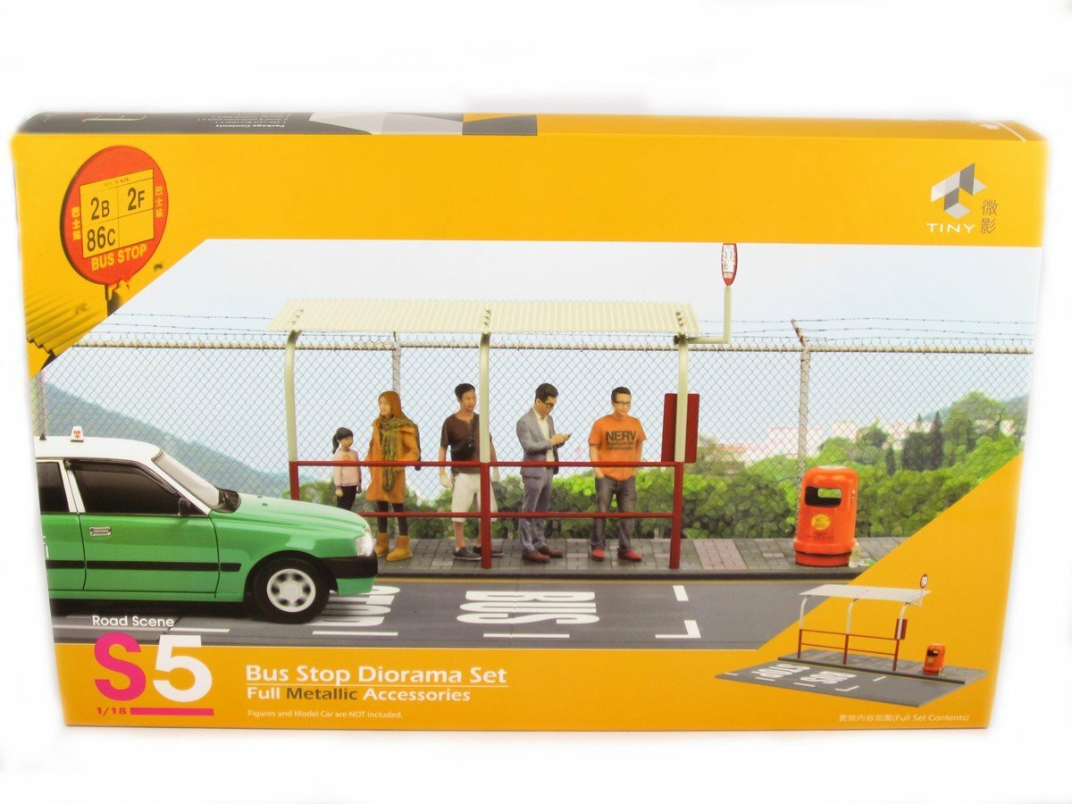 スポーツトイ・アクショントイ Onedrop diorama TINY Hong Kong City 1/18 S5 Bus Stop Diorama Set Full