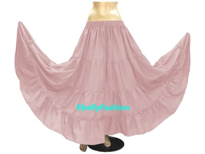 Olive - Cotton 4 Tier 6 Yard Skirt Maxi Belly Dance Gypsy Flamenco Tribal Jupe