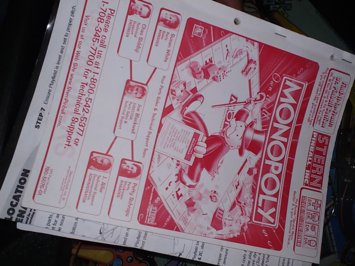 Stern Monopoly Pinball Machine $3800