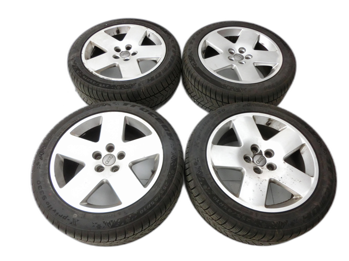 Audi A8 D3 4E qu 02-05 4 x Kompletträder Aluminiumfelge Winterreifen 255/45R18 5X112  - Bild 1
