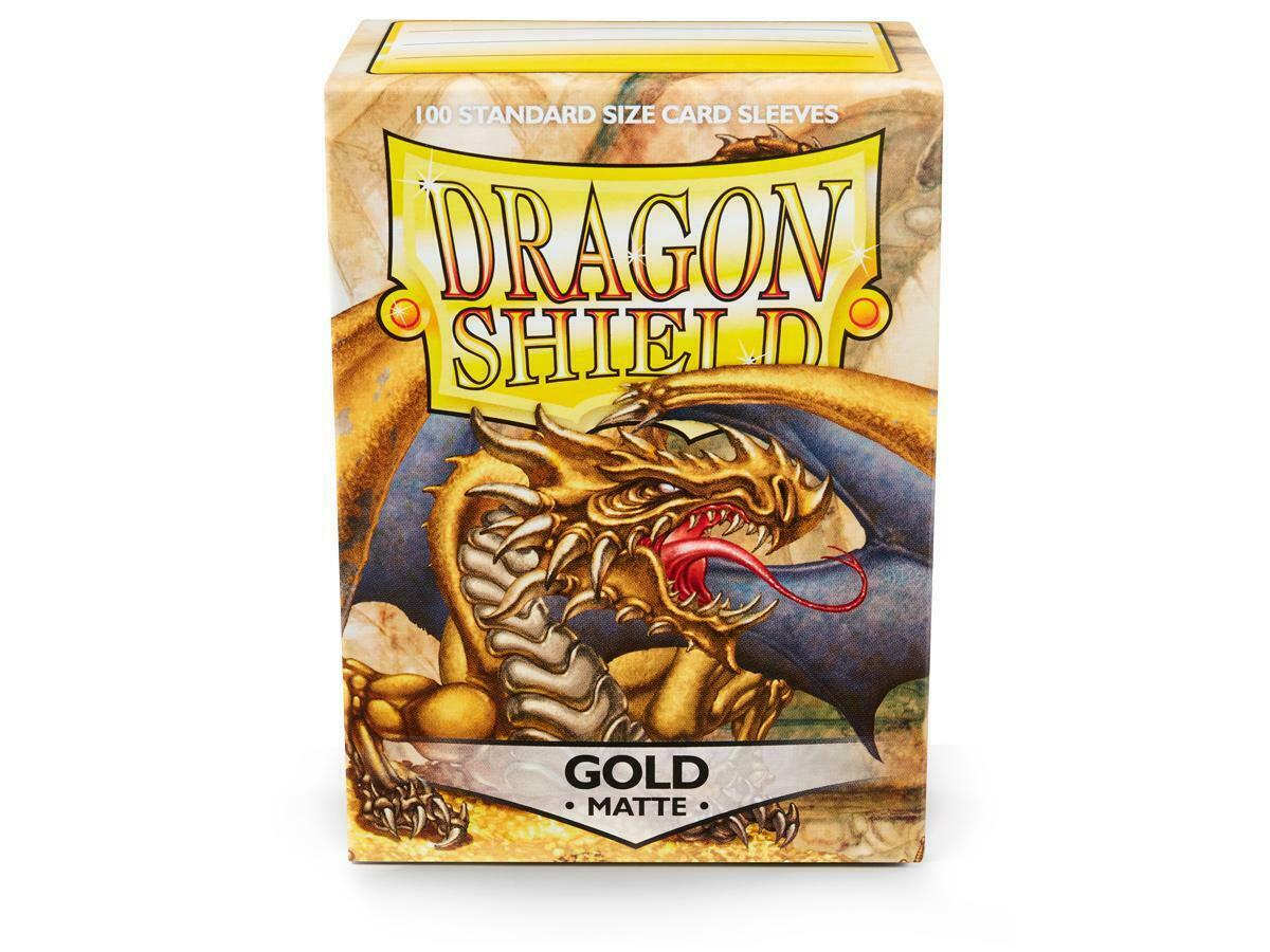 Матовый золотой футляр с дисплеем Dragon Shield, рукава стандартного размера — 10 упаковок