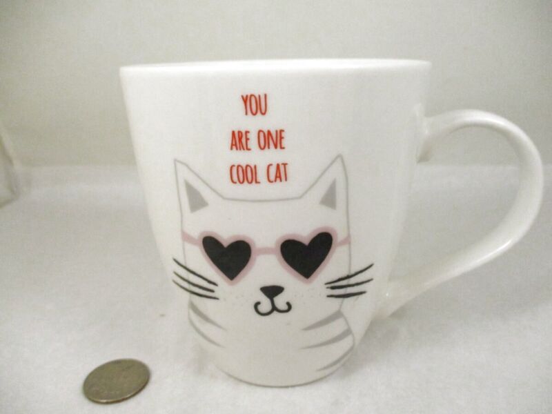 Pfaltzgraff Lg Coffee Mug You Are One Cool Cat 18oz Courtney Davis Pink Heart Su