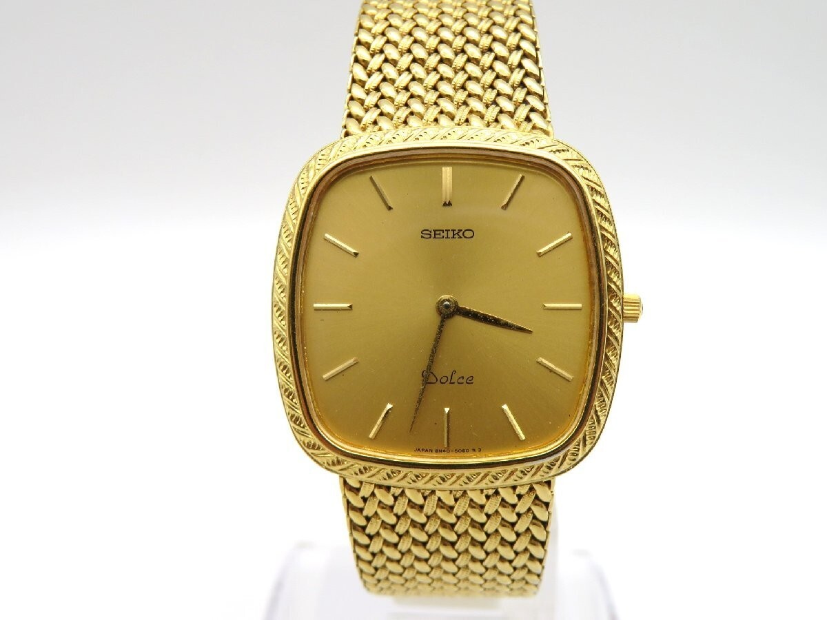 vintage SEIKO Dolce 腕時計 8N40-5040 gold Near MINT] Vintage SEIKO Dolce 8N40-5040 Gold Dial Quartz
