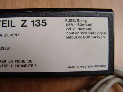 UHER POWER UNIT BATTERY CHARGER Z 135