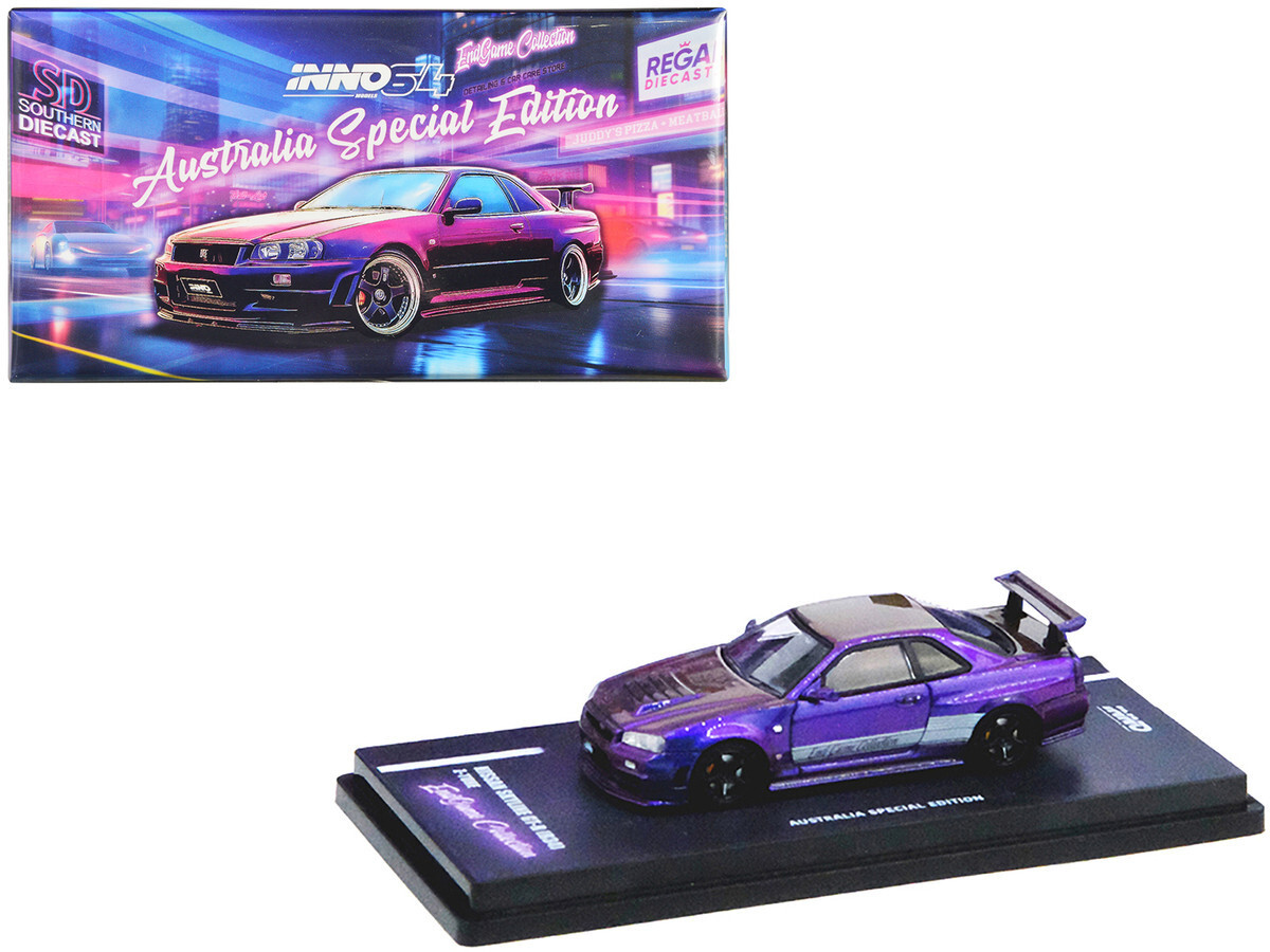 Inno Models Nissan Skyline GT-R R34 Z-Tune RHD Purple 1/64