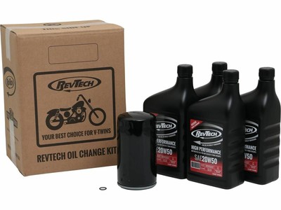 Oil Change Kit Revtech Harley 91-98 Dyna High Performance 4 Qt SAE20W50 Black