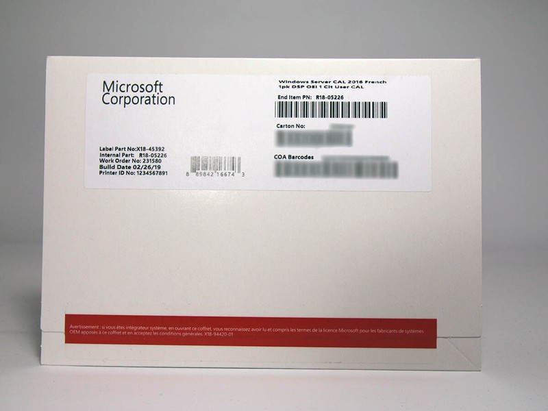 1 Zugriffslizenz (Benutzer) FÃ¼R Windows 2016 Server Datacenter / Standard , Neu