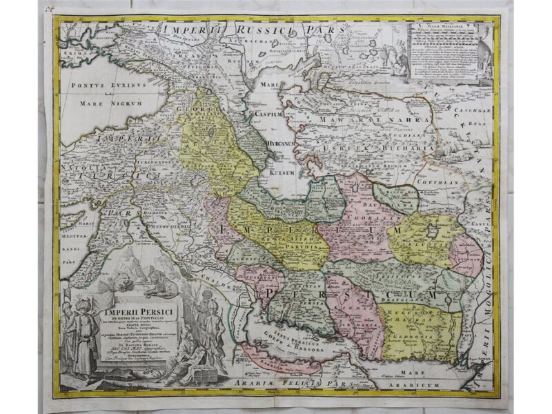 Imperii Persici Iran old map of the Persian Empire by Homann 1710