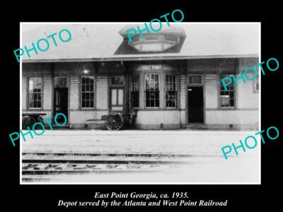 OLD 8x6 HISTORIC PHOTO OF EAST POINT GEORGIA THE RAILROAD DEPOT STATION c1935