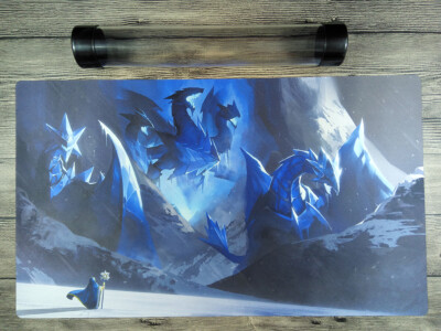 Ygomat Trishula, Dragon of the Ice Barrier Custom TCG OCG Playmat Free Best Tube