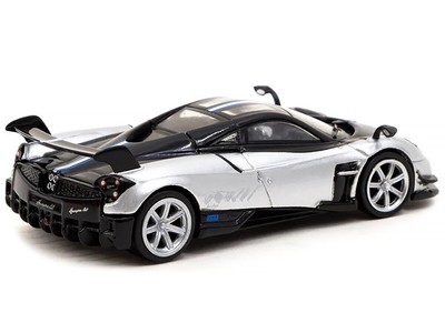Pagani Huayra BC Grigio Mercurio Silver Metallic Black w Stripes Global64 Series