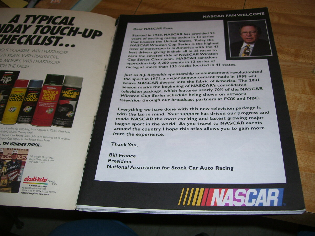 NASCAR officially Licensed Road Atlas 2001
