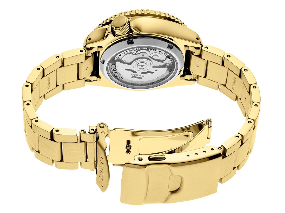 Pre-owned Seiko 5 Sports Srpk20 42.5mm Blue Dial Gold Finish Automatic Men Watch Steel Skx