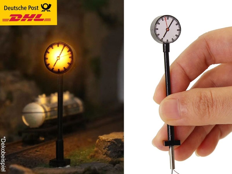 H0 Bahnhofsuhr Uhr Mit Led Beleuchtung HöHe Ca. 6cm Beleuchtet FüR Bahnhof