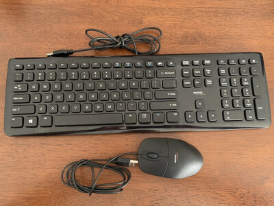 Amazon Basics USB Wired Keyboard KU-0833 & Wired USB Mouse MSU0939 - Bundle Pack