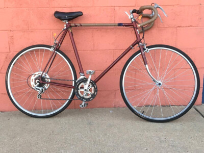 D6 ヴィンテージロード/NISHIKIフレーム SANWA シマノ600コンポ Nishiki Custom Sport 62cm Maroon Road Bike Japan REbuILT