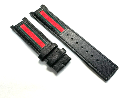 22MM REPLACMENT LEATHER WATCH STRAP BAND FOR GUCCI YA13309 WATCH BLACK