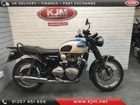 TRIUMPH BONNEVILLE T100, 2019/19, 13821 MILES FINISHED IN BLUE AND WHITE
