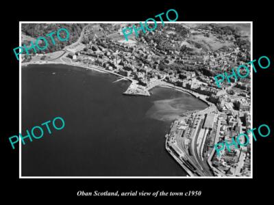 OLD 8x6 HISTORIC PHOTO OF OBAN SCOTLAND AERIAL VIEW OF THE TOWN c1950 1