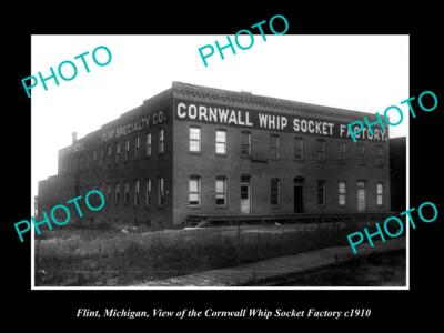 OLD 8x6 HISTORIC PHOTO OF FLINT MICHIGAN THE CORNWALL WHIP FACTORY c1910