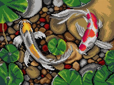 Orchidea Needlepoint canvas for halfstitch without yarn Koi Carps 3006J