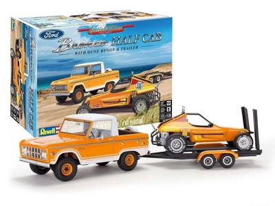 REVELL 7228 BRONCO HALF CAB W/DUNE BUGGY & TRAILER PLASTIC MODEL KIT
