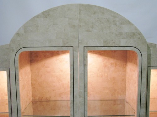 Maitland-Smith Art Deco Tessellated Coral Illuminated Display / China Cabinet