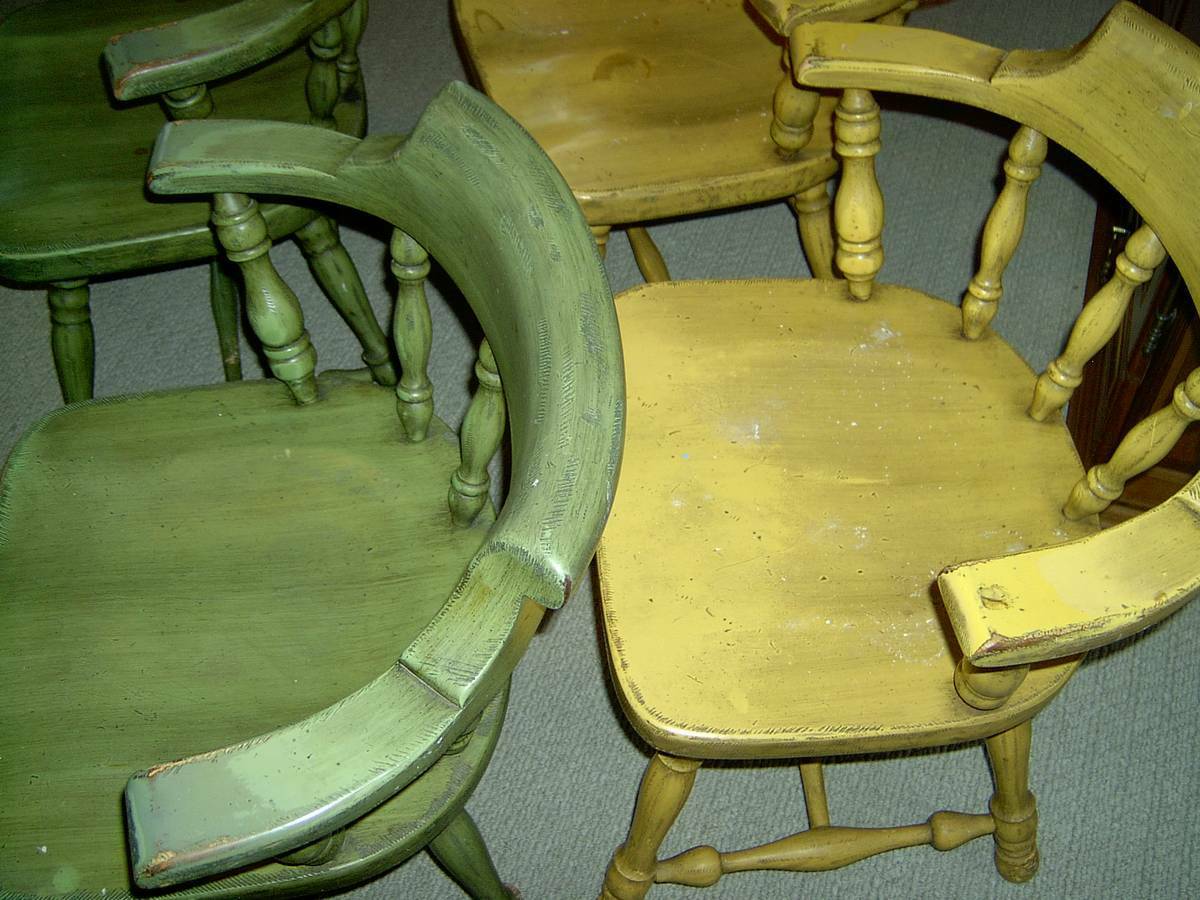 Set of 4 Ethan Allen Dining Chairs Vintage Firehouse Windsor American Foliage