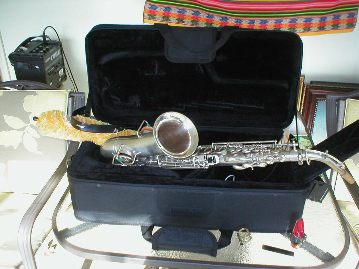 Vintage 1927 Buescher Silver True Tone Curved Alto Excellent Condition W/Case