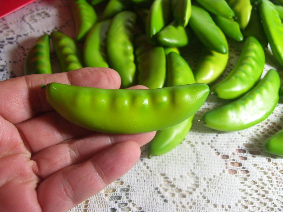 Artificial Fake Tray Full Green Sweet English Peas Decorative Plastic
