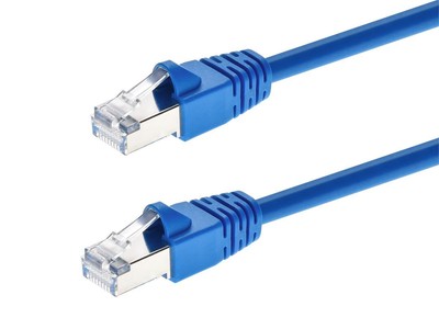 Cat6A Ethernet Patch Cable - Snagless RJ45, 550Mhz, STP, 10G, 26AWG, 5ft, Blue