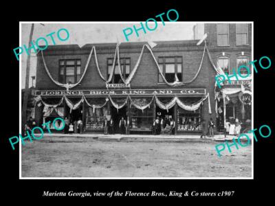 OLD 8x6 HISTORIC PHOTO OF MARIETTA GEORGIA THE FLORENCE & KING STORES c1907