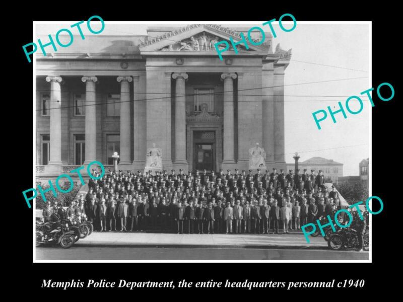 OLD 8x6 HISTORIC PHOTO OF MEMPHIS TENNESSEE THE POLICE HEADQUARTERS STAFF 1940