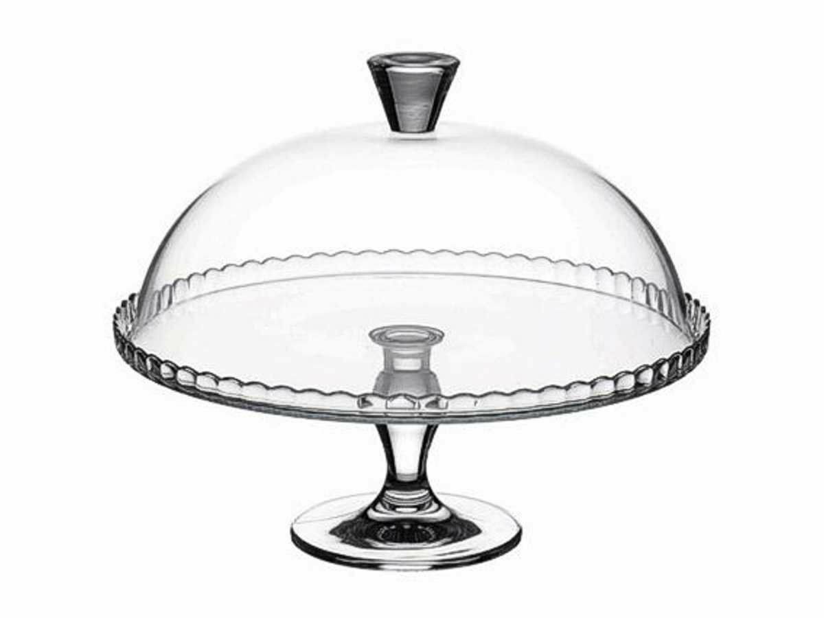 Alzata In Vetro Con Coperchio Campana 32 Cm Patisserie Tortiera Buffet Dolci sus