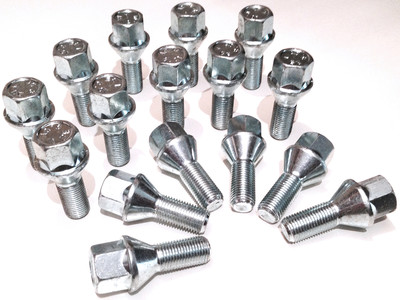 Car wheel bolts M12 x 1.5 17mm Hex, taper seat, 26mm thread - Saab x 16