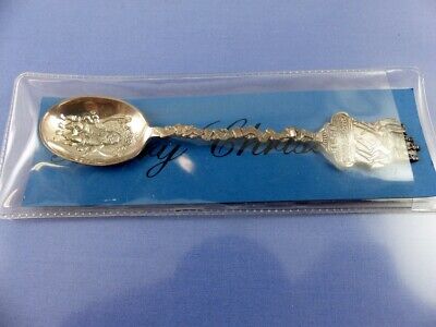 bowl pre-owned Sled /& Presents top on Pewter Souvenir Spoon Vintage Merry Christmas
